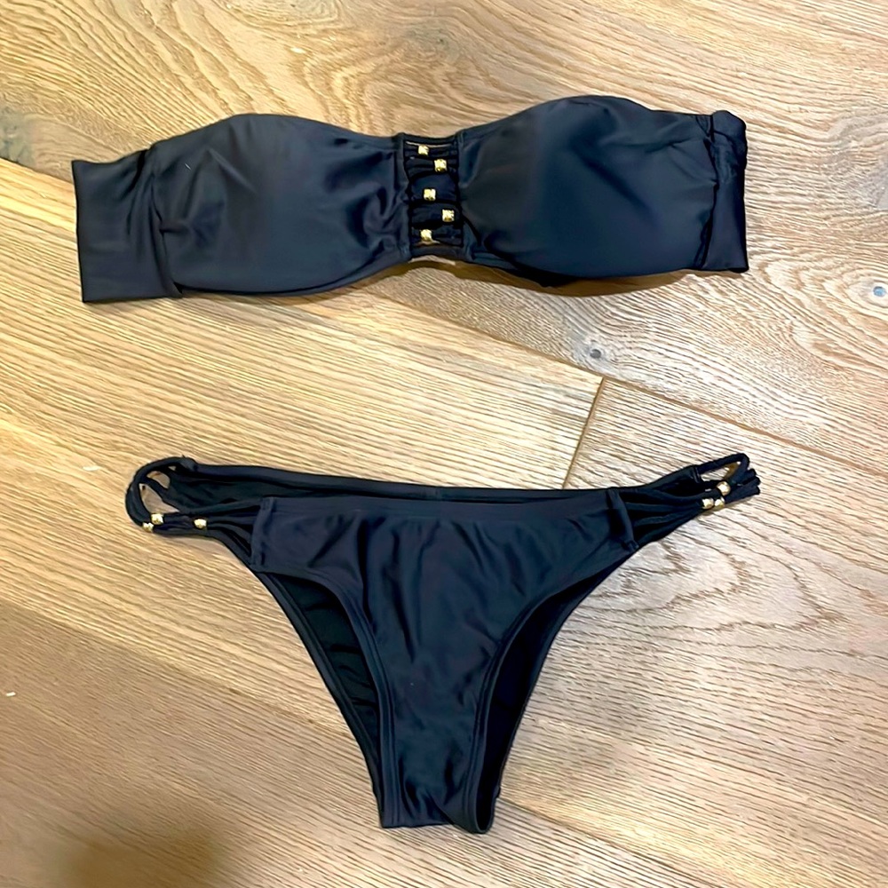 Pilyq black tube top & cheeky bottom bathing suit